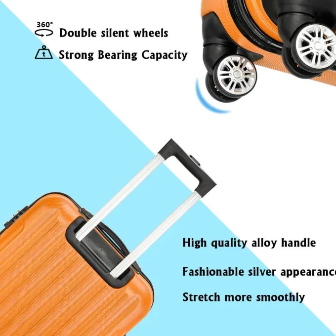 Silk & Salt UBesGoo LuggaSets PC+ABS Durable Suitcase on Wheels TSA Lock Orange^ Checked Luggage