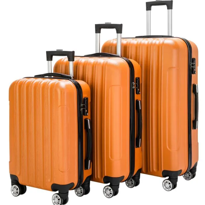 Silk & Salt UBesGoo LuggaSets PC+ABS Durable Suitcase on Wheels TSA Lock Orange^ Checked Luggage
