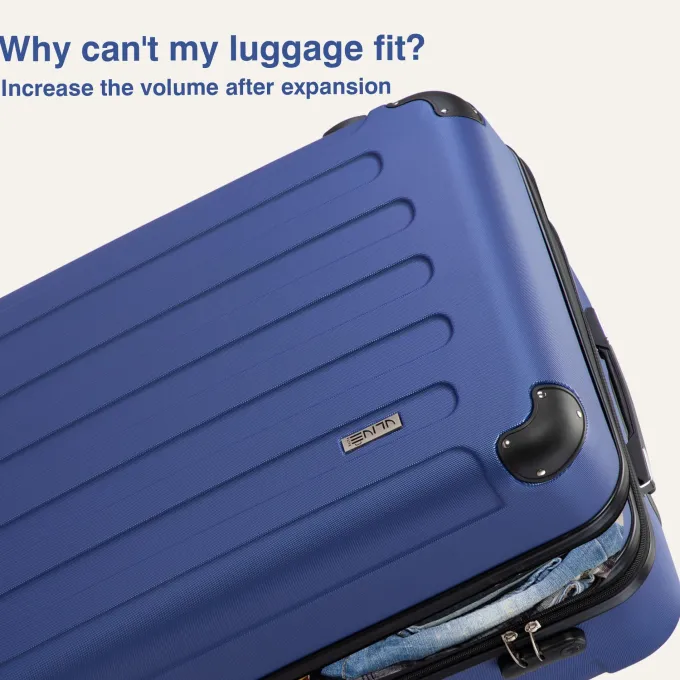 Silk & Salt Jaxpety 3 Pcs LuggaSet Hardside Travel Trolley Rolling Suitcase ABS+PC 20 24 28Dark Blue^ Hard Side Luggage