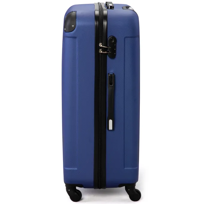 Silk & Salt Jaxpety 3 Pcs LuggaSet Hardside Travel Trolley Rolling Suitcase ABS+PC 20 24 28Dark Blue^ Hard Side Luggage