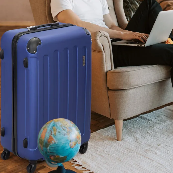 Silk & Salt Jaxpety 3 Pcs LuggaSet Hardside Travel Trolley Rolling Suitcase ABS+PC 20 24 28Dark Blue^ Hard Side Luggage