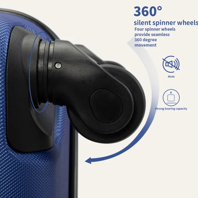 Silk & Salt Jaxpety 3 Pcs LuggaSet Hardside Travel Trolley Rolling Suitcase ABS+PC 20 24 28Dark Blue^ Hard Side Luggage