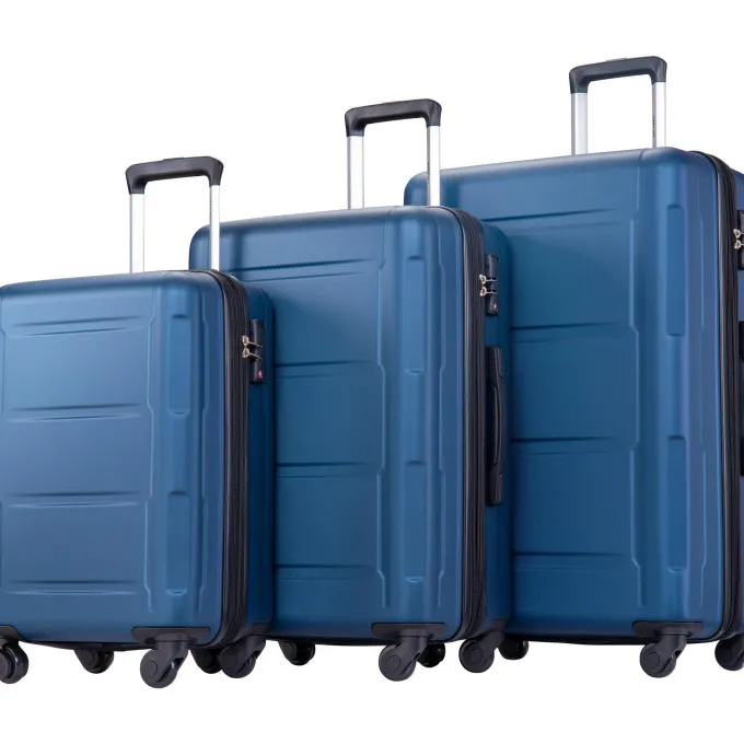 Silk & Salt Carry on Expandable Luggage SEGMART 3-Piece Lightweight Hardshell 4-Wheel Spinner LuggaSet: 20/ 24''/ 28 Carry-On Checked Suitcase Carry on Suitcase with TSA Lock for Traveling Blue S6625^ Luggage Sets
