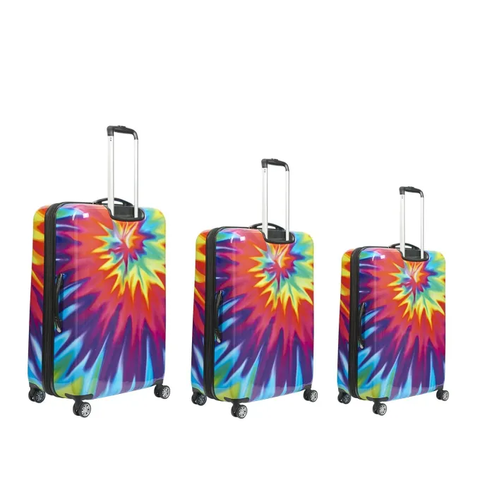 Silk & Salt FUL Tie Dye Nested Hardside 3 Piece LuggaSet 28in 24in and 20in Sizes Pink^ Hard Side Luggage