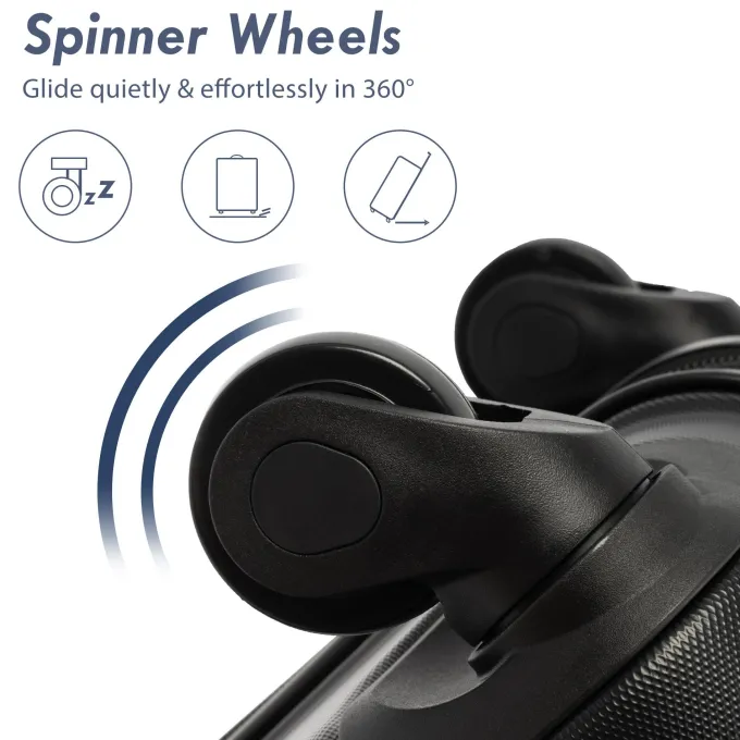 Silk & Salt 3 Piece LuggaSet Expandable ABS Hardside Hardside Lightweight Durable Spinner Wheels Suitcase with TSA Lock (Black)^ Luggage Sets