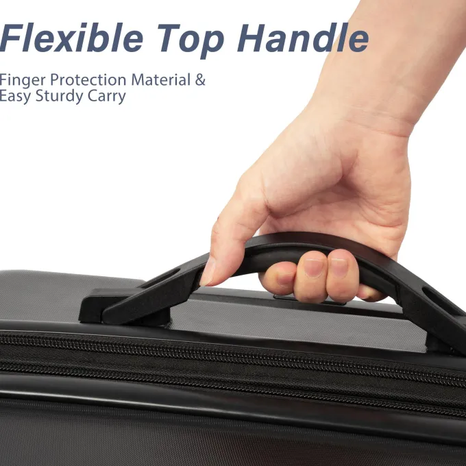 Silk & Salt 3 Piece LuggaSet Expandable ABS Hardside Hardside Lightweight Durable Spinner Wheels Suitcase with TSA Lock (Black)^ Luggage Sets