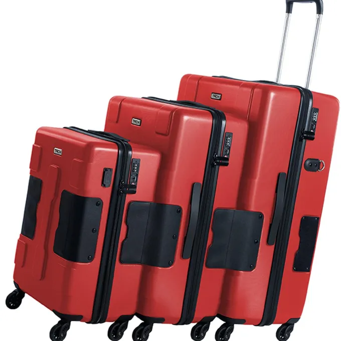 Silk & Salt TACH V3 Connectable Hardside Spinner Suitcase LuggaBags 3 Piece Set Red^ Checked Luggage