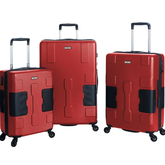 Silk & Salt TACH V3 Connectable Hardside Spinner Suitcase LuggaBags 3 Piece Set Red^ Checked Luggage