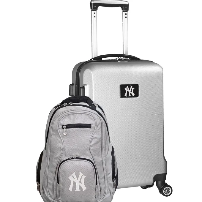 Silk & Salt York Yankees Deluxe 2-Piece Backpack and Carry-On Set - Silver^ Hard Side Luggage