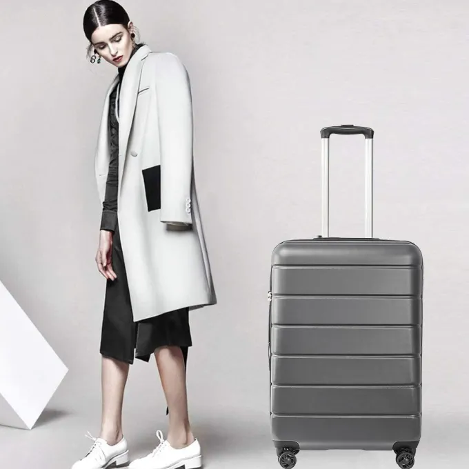 Silk & Salt 3-Piece LuggaSet for Back to School 20in 24in 28in 3-in-1 Lightweight Trolley Case Set with Spinner Wheels and Telescoping Handle Outdoor PC+ABS Hardside Carry on LuggaSet S9356^ Hard Side Luggage