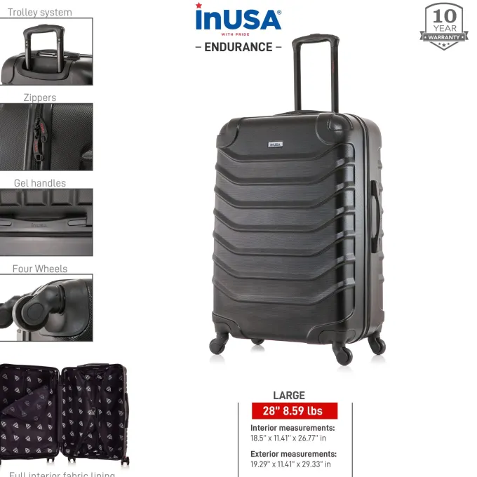 Silk & Salt InUSA Endurance Lightweight Hardside Spinner 28 inch Black^ Checked Luggage