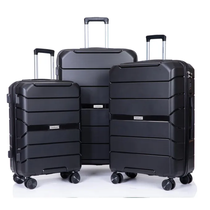 Silk & Salt AUKFA 3 Piece LuggaSet with Hardside Expandable Spinner Wheel (20/24/28) - Black^ Hard Side Luggage