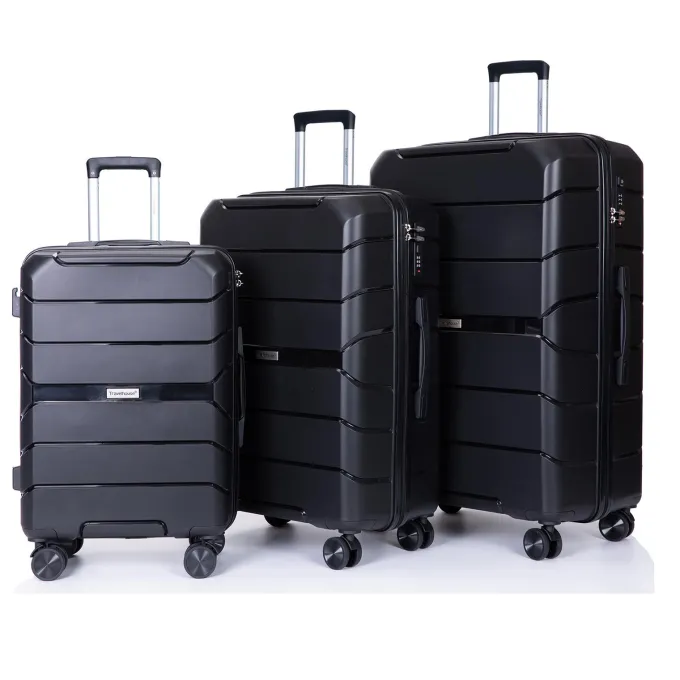 Silk & Salt AUKFA 3 Piece LuggaSet with Hardside Expandable Spinner Wheel (20/24/28) - Black^ Hard Side Luggage