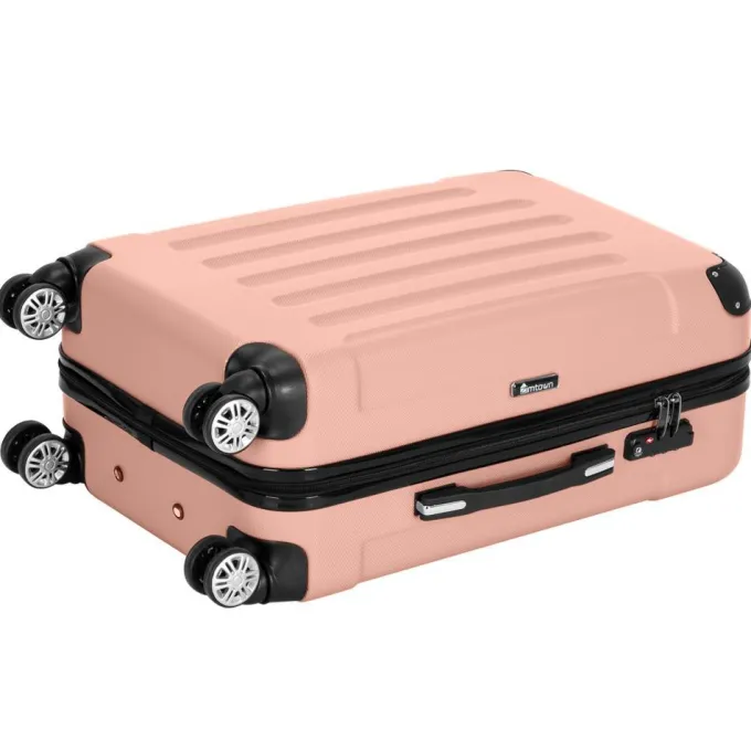 Silk & Salt Zimtown 3 Pcs LuggaTravel Set Bag ABS Trolley Suitcase Rose Gold/Dark Blue/Orange/Black/Gray/Drak Gray^ Hard Side Luggage