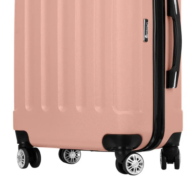 Silk & Salt Zimtown 3 Pcs LuggaTravel Set Bag ABS Trolley Suitcase Rose Gold/Dark Blue/Orange/Black/Gray/Drak Gray^ Hard Side Luggage