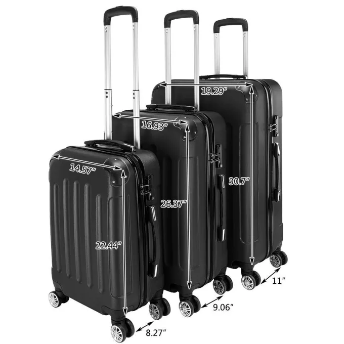 Silk & Salt Zimtown 3Pcs Lightweight Hardside 4-Wheel Spinner LuggaSet^ Hard Side Luggage