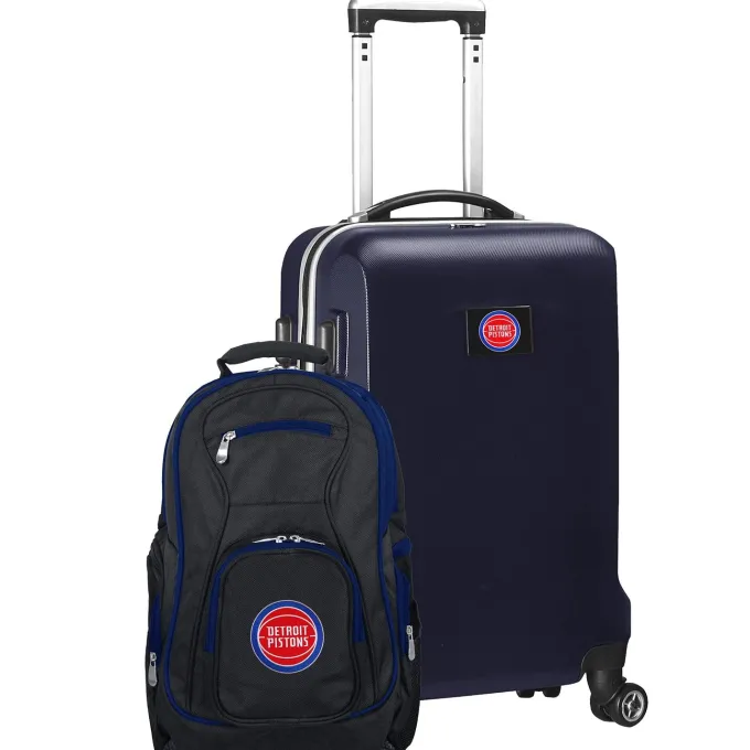 Silk & Salt Detroit Pistons Deluxe 2-Piece Backpack and Carry-On Set - Navy^ Luggage Sets
