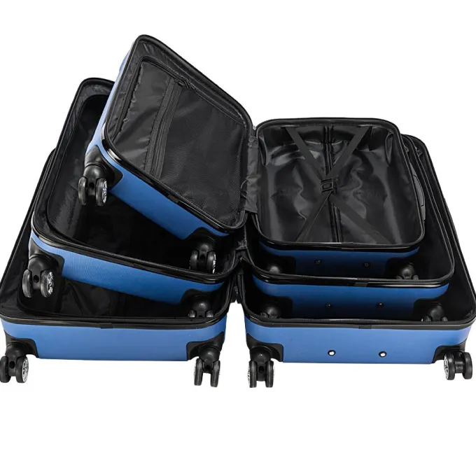 Silk & Salt Traveling LuggaClearance! Dark Blue 3-in-1 Portable ABS Trolley Case 20 / 24 / 28 PKWQ894BU-1^ Hard Side Luggage