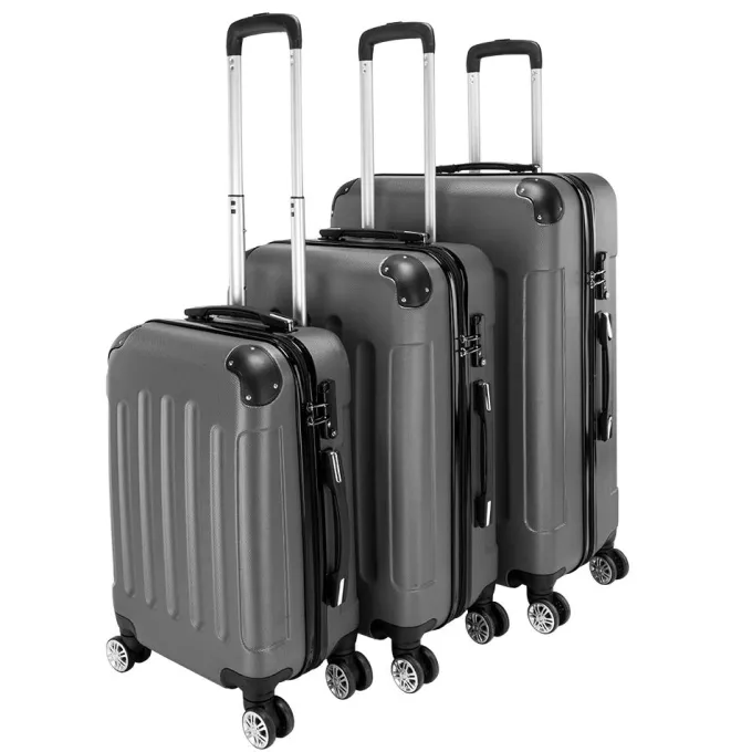 Silk & Salt Veryke 3 Piece 4-Wheel LuggaValue Set Hardside Carry On Suitcase(20/24/28) Dark Gray^ Hard Side Luggage