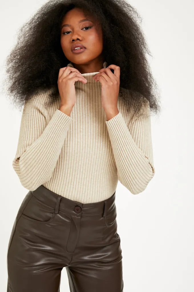 Silk & Salt jade turtleneck top - beige^ Knitwear