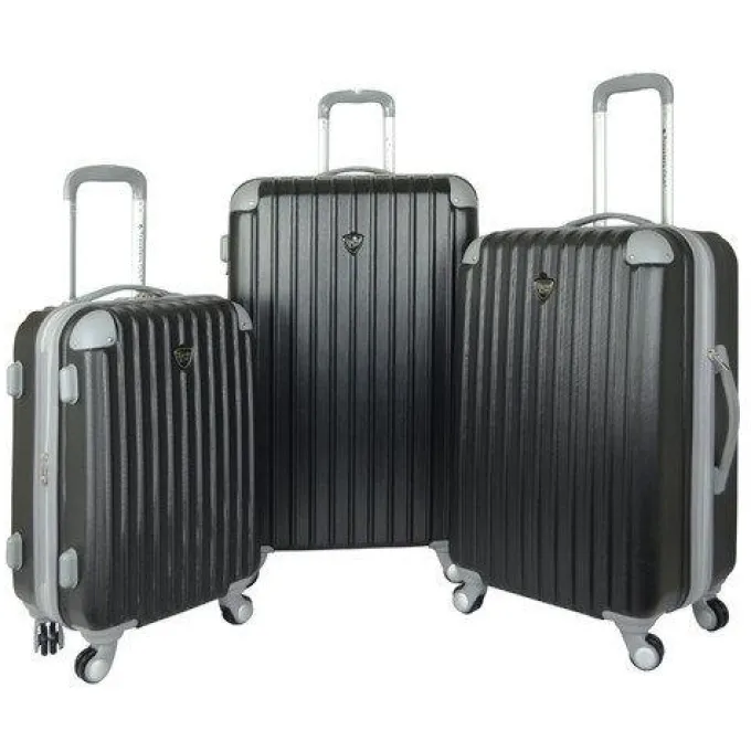 Silk & Salt Travelers Club HS-66903-001 Chicago 3 Piece Hardside ABS Expandable Spinner LuggaSetampBlack^ Luggage Sets