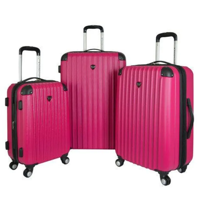 Silk & Salt Travelers Club HS-66903-001 Chicago 3 Piece Hardside ABS Expandable Spinner LuggaSetampBlack^ Luggage Sets