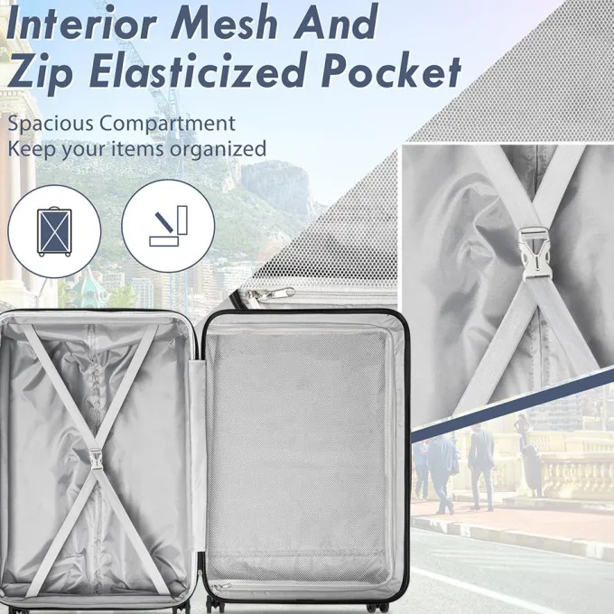 Silk & Salt 20 24 28 Carry on Luggawith Spinner Wheels 360 Degree Rotation Upgrade Rolling Suitcase TSA Lock Suitcase Set Christmas Gifts for Business Trip Holiday Travel Cruise Blue^ Luggage Sets