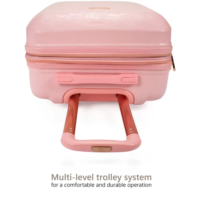 Silk & Salt BADGLEY MISCHKA Snakeskin 3 Piece Expandable LuggaSet (Pink)^ Hard Side Luggage