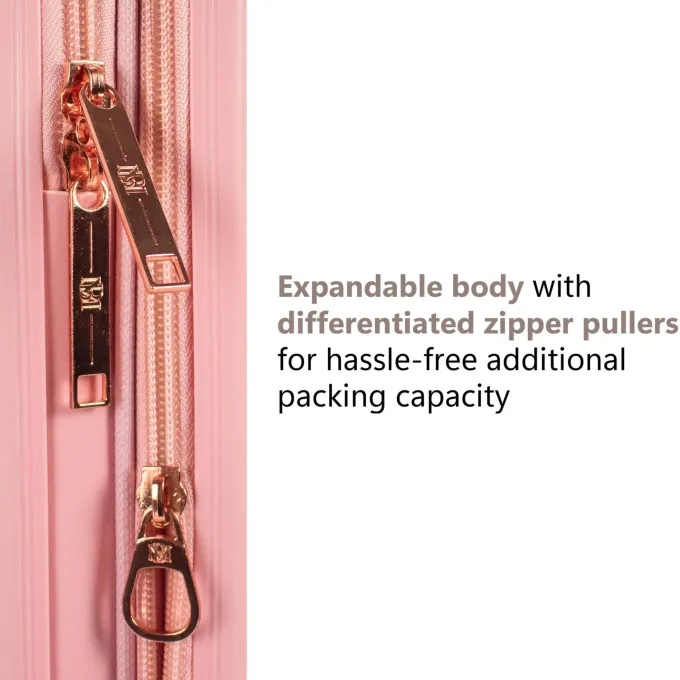 Silk & Salt BADGLEY MISCHKA Snakeskin 3 Piece Expandable LuggaSet (Pink)^ Hard Side Luggage