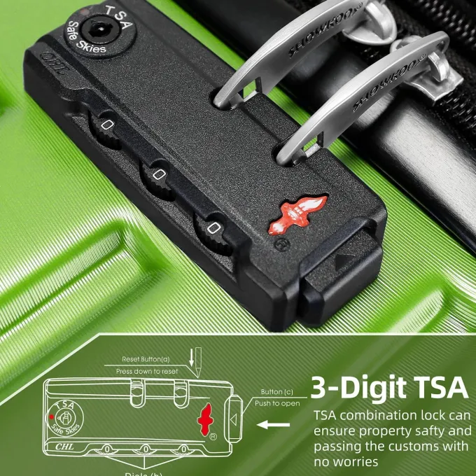 Silk & Salt SHOWKOO Hardside LuggaSets Expandable Suitcase Set 3 Piece LuggaSet^ Checked Luggage