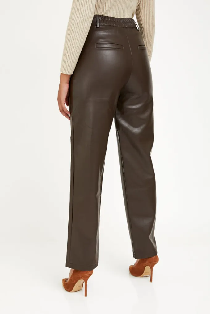 Silk & Salt billy vegan leather pants -dark brown^ Pants