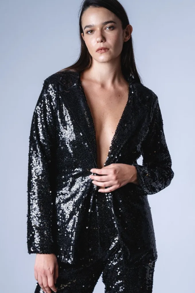 Silk & Salt crystal sequins jacket - black^ Coats & Jackets