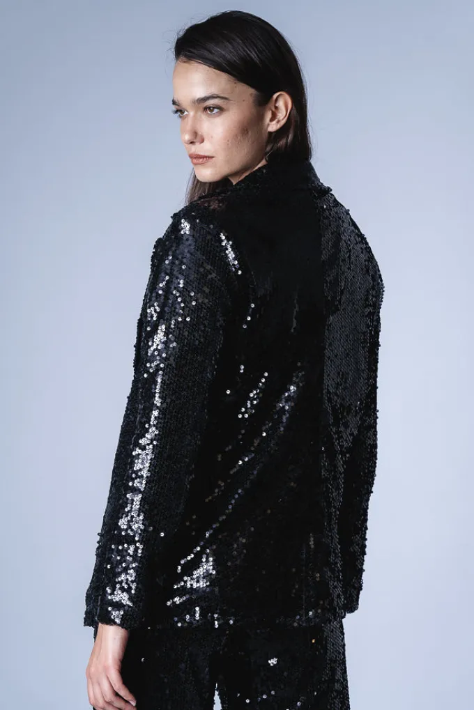 Silk & Salt crystal sequins jacket - black^ Coats & Jackets