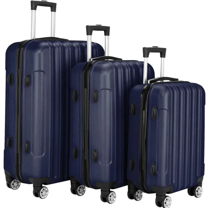 Silk & Salt Veryke 3Pcs Traveling Luggage LuggaSet Portable LarCapacity LuggaBags for Travel Rolling StoraSuitcase with Wheels 20+24+28 Navy Blue^ Hard Side Luggage