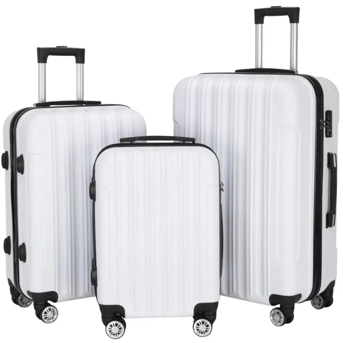 Silk & Salt Veryke 3-in-1 LuggaSet Traveling Luggage Portable LarCapacity LuggaBags for Travel Rolling StoraSuitcase with Wheels 20+24+28 White^ Hard Side Luggage|Luggage Sets