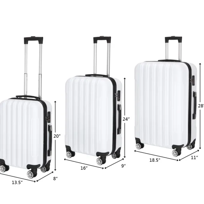 Silk & Salt Veryke 3-in-1 LuggaSet Traveling Luggage Portable LarCapacity LuggaBags for Travel Rolling StoraSuitcase with Wheels 20+24+28 White^ Hard Side Luggage|Luggage Sets