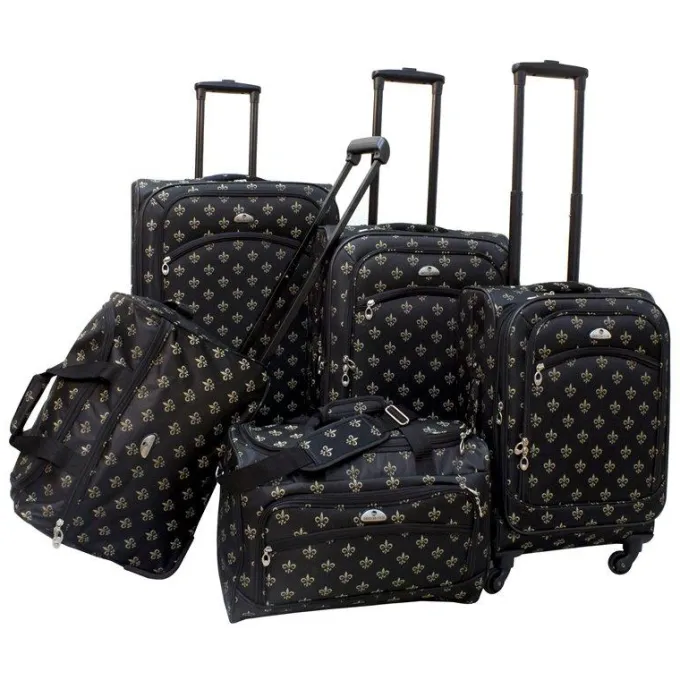 Silk & Salt Long Lat Inc. AF 5P FleurDeLis LuggagSet Black^ Checked Luggage