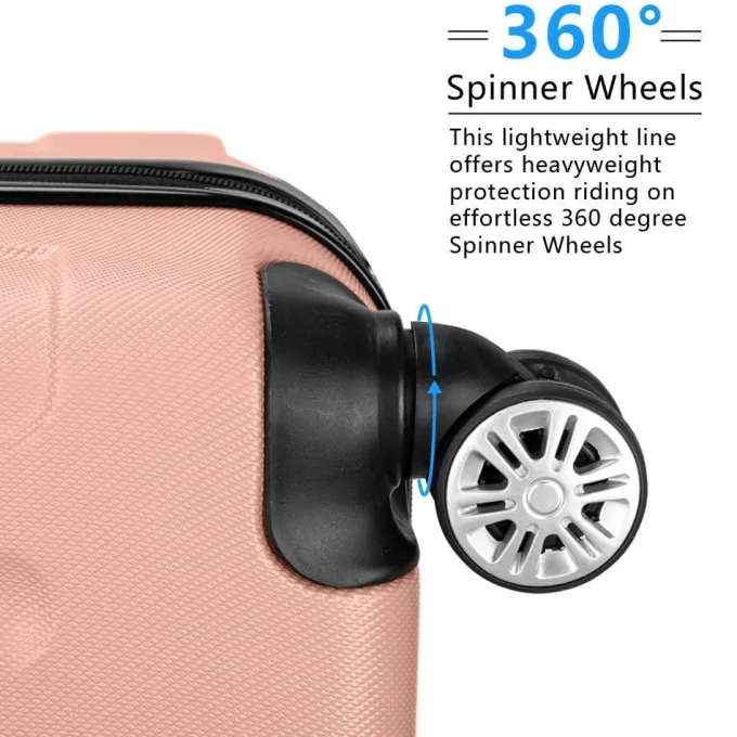 Silk & Salt Zimtown Hardside Lightweight Spinner Rose Gold 3 Piece LuggaSet with TSA Lock^ Carry On Luggage