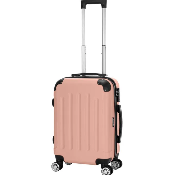 Silk & Salt Zimtown Hardside Lightweight Spinner Rose Gold 3 Piece LuggaSet with TSA Lock^ Carry On Luggage