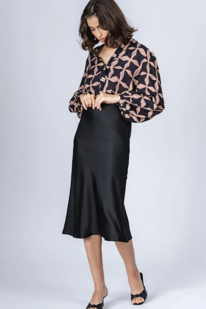 Silk & Salt delilah midi skirt - black^ Skirts