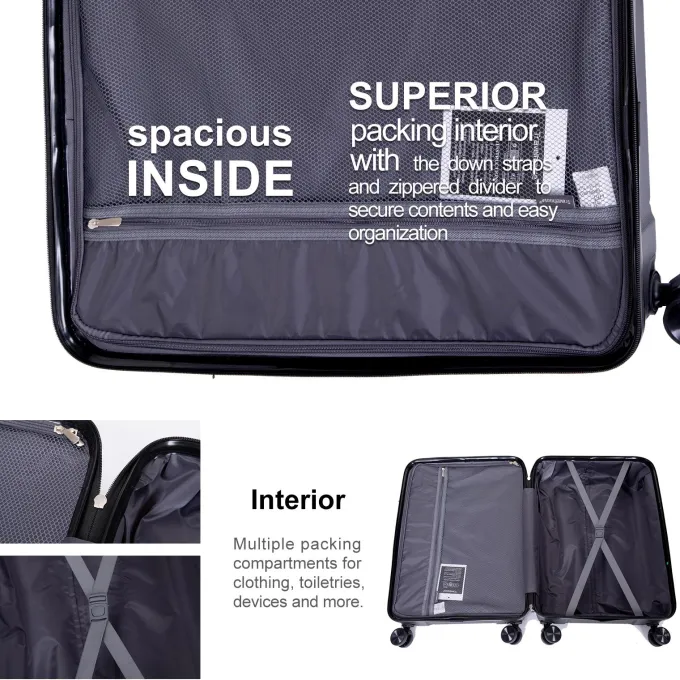 Silk & Salt Travelhouse Lugga3 Piece Set Suitcase Durable Spinner Wheels Hardshell Lightweight TSA Lock. (Sky Blue)^ Checked Luggage