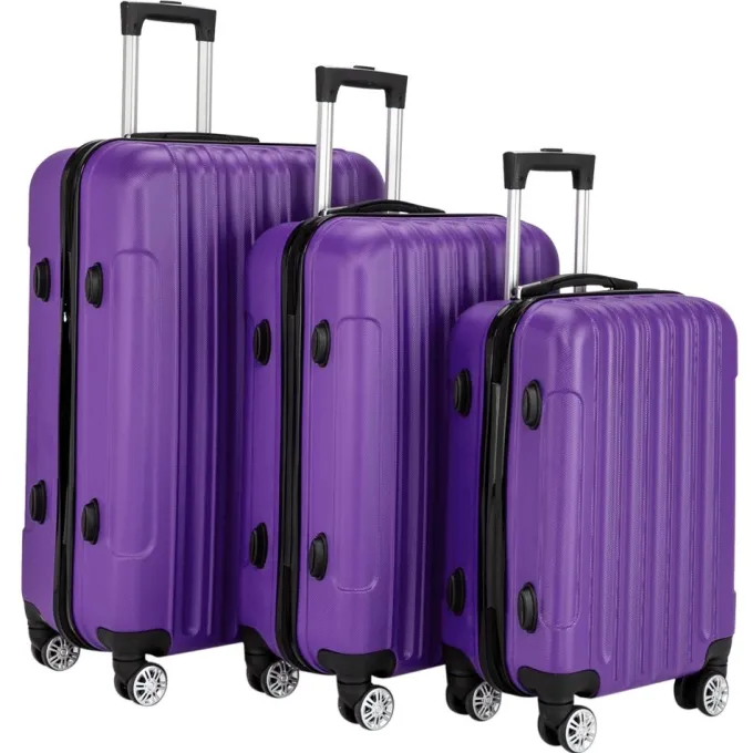 Silk & Salt UBesGoo 3PCS Purple LuggaTravel Set Bag ABS Trolley Hard Shell Suitcase w/TSA lockuff0cCarry-On with Wheels^ Luggage Sets