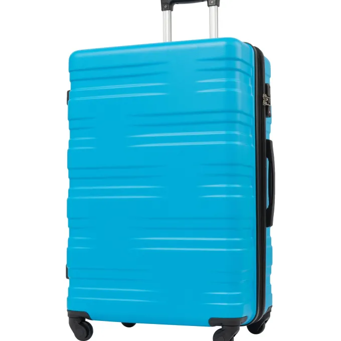 Silk & Salt 3 PCS LuggaSet Aukfa Travel Cayron Suitcases with 4 Quiet Spinner Wheels LuggaSet 20/24/28 Inches Blue^ Hard Side Luggage