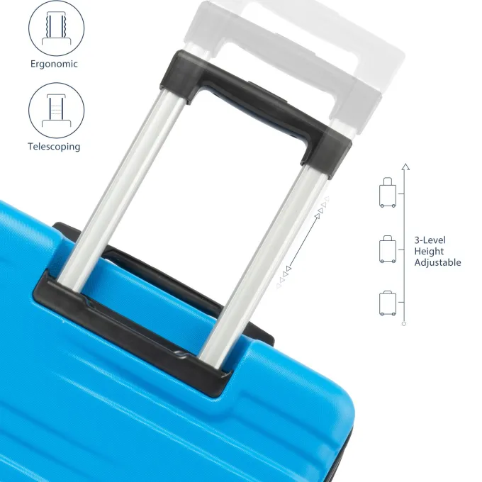 Silk & Salt 3 PCS LuggaSet Aukfa Travel Cayron Suitcases with 4 Quiet Spinner Wheels LuggaSet 20/24/28 Inches Blue^ Hard Side Luggage