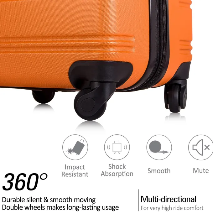 Silk & Salt 3 Piece Travel Luggage Aukfa Hardside Expandable Suitcase with Spinner Wheels Durable 4 Spinner Wheels and -in TSA Lock 20 24 28 Multiple Options Orange^ Luggage Sets