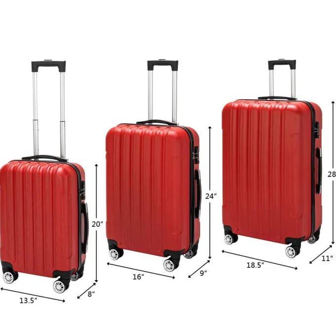 Silk & Salt 3-in-1 Multifunctional LarCapacity Traveling StoraSuitcase LuggaSet Red^ Hard Side Luggage
