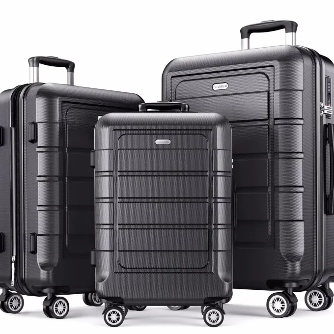 Silk & Salt SHOWKOO Hard Shell LuggaSets Expandable Double Spinner Wheels 2-Year Warranty TSA Lock 3Pcs Suitcase Sets^ Luggage Sets