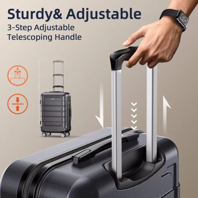 Silk & Salt SHOWKOO Hard Shell LuggaSets Expandable Double Spinner Wheels 2-Year Warranty TSA Lock 3Pcs Suitcase Sets^ Luggage Sets