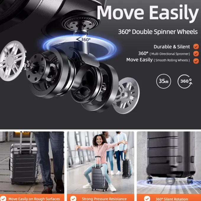 Silk & Salt SHOWKOO Hard Shell LuggaSets Expandable Double Spinner Wheels 2-Year Warranty TSA Lock 3Pcs Suitcase Sets^ Luggage Sets
