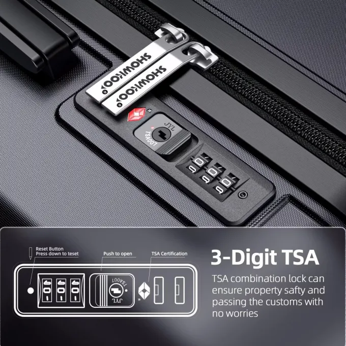 Silk & Salt SHOWKOO Hard Shell LuggaSets Expandable Double Spinner Wheels 2-Year Warranty TSA Lock 3Pcs Suitcase Sets^ Luggage Sets